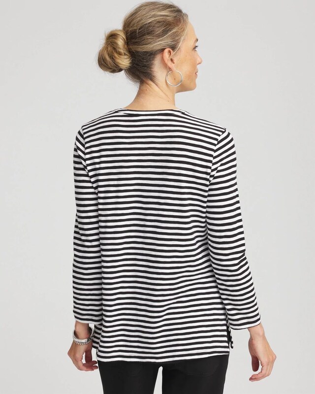 Striped Slub Splitneck Henley Tee - image 3